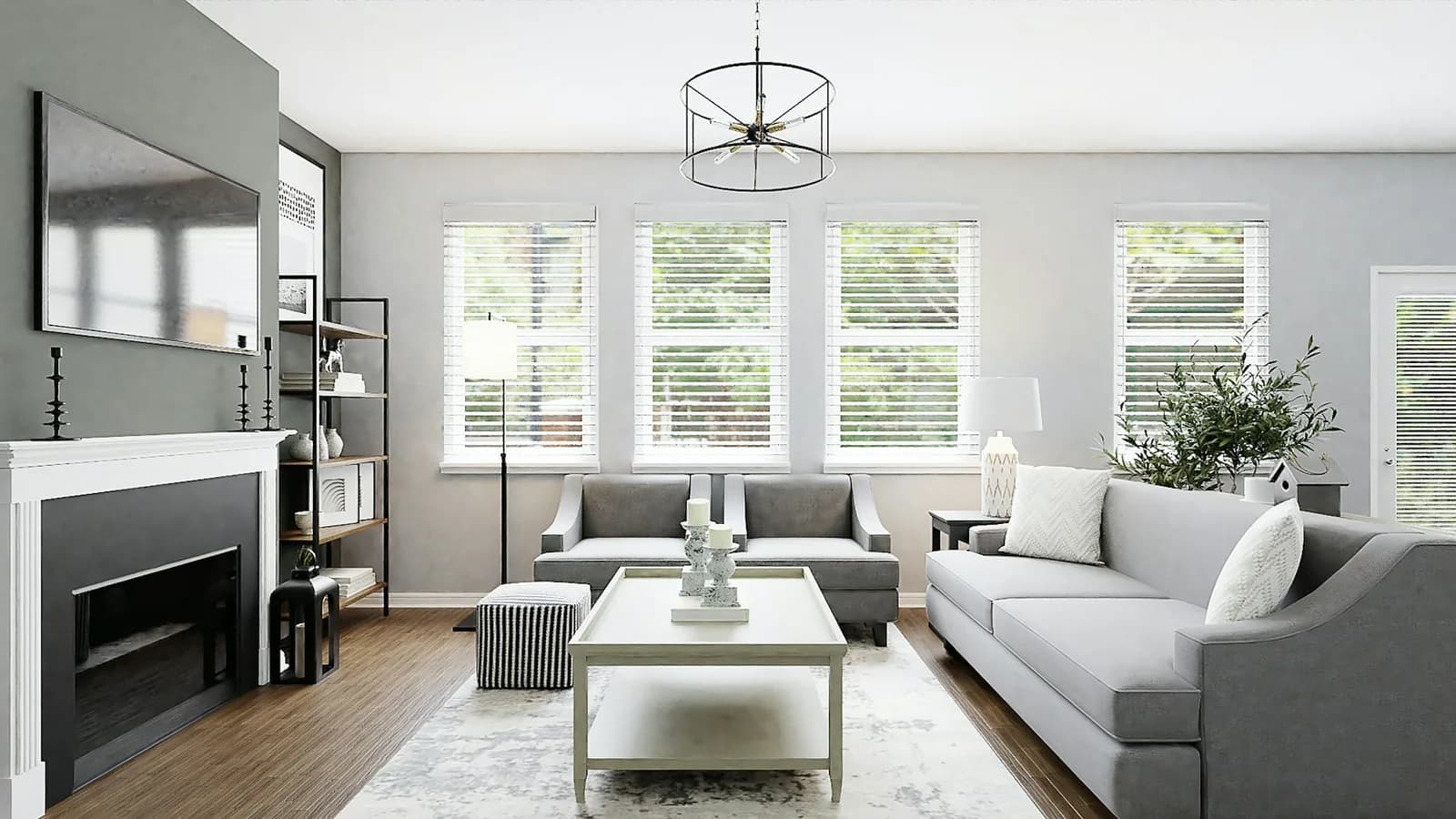 Warm evening interior with integrated residential technology.